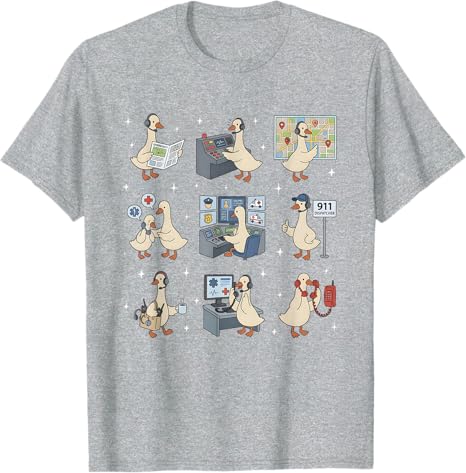 Silly Goose 911 Dispatcher Funny Emergency Call Operator TShirt Y2k Boys Fashion Goose Lover Graphic Tee Police Dispatch Gift S