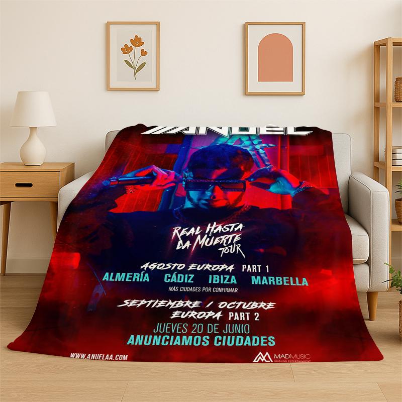 

Rapper Free Anuel AA Hip Hop Flannel Blanket Soft Warm Throw Blanket for Bedroom Living Room Bed Travel Camping Picnic Gift 75x90cm
