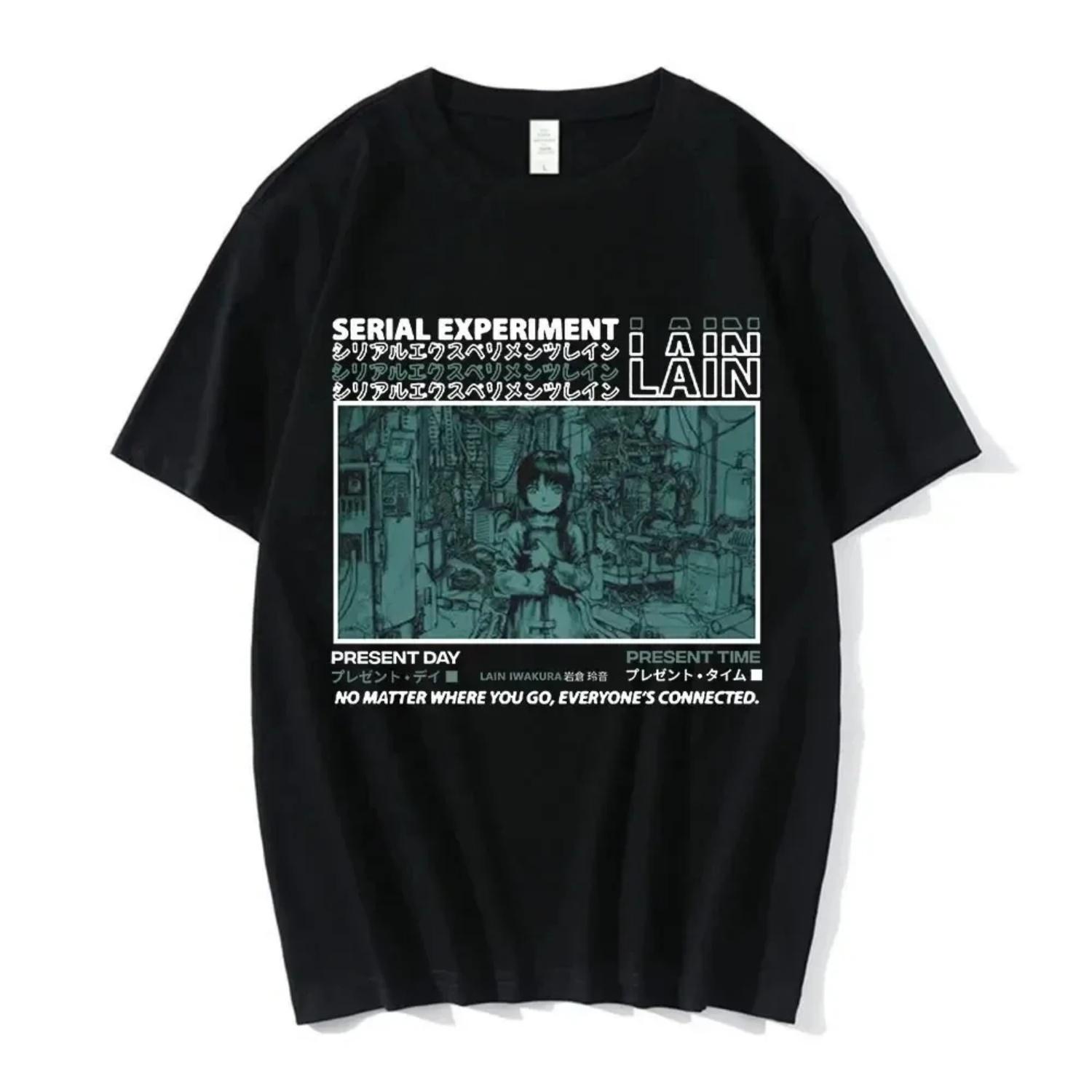 

Serial Experits Lain Anime T Shirt Iwakura ga Girl Graphic Tee Unisex Cotton Tshirt Sci Fi Streetwear Casual Top(3) S чёрный