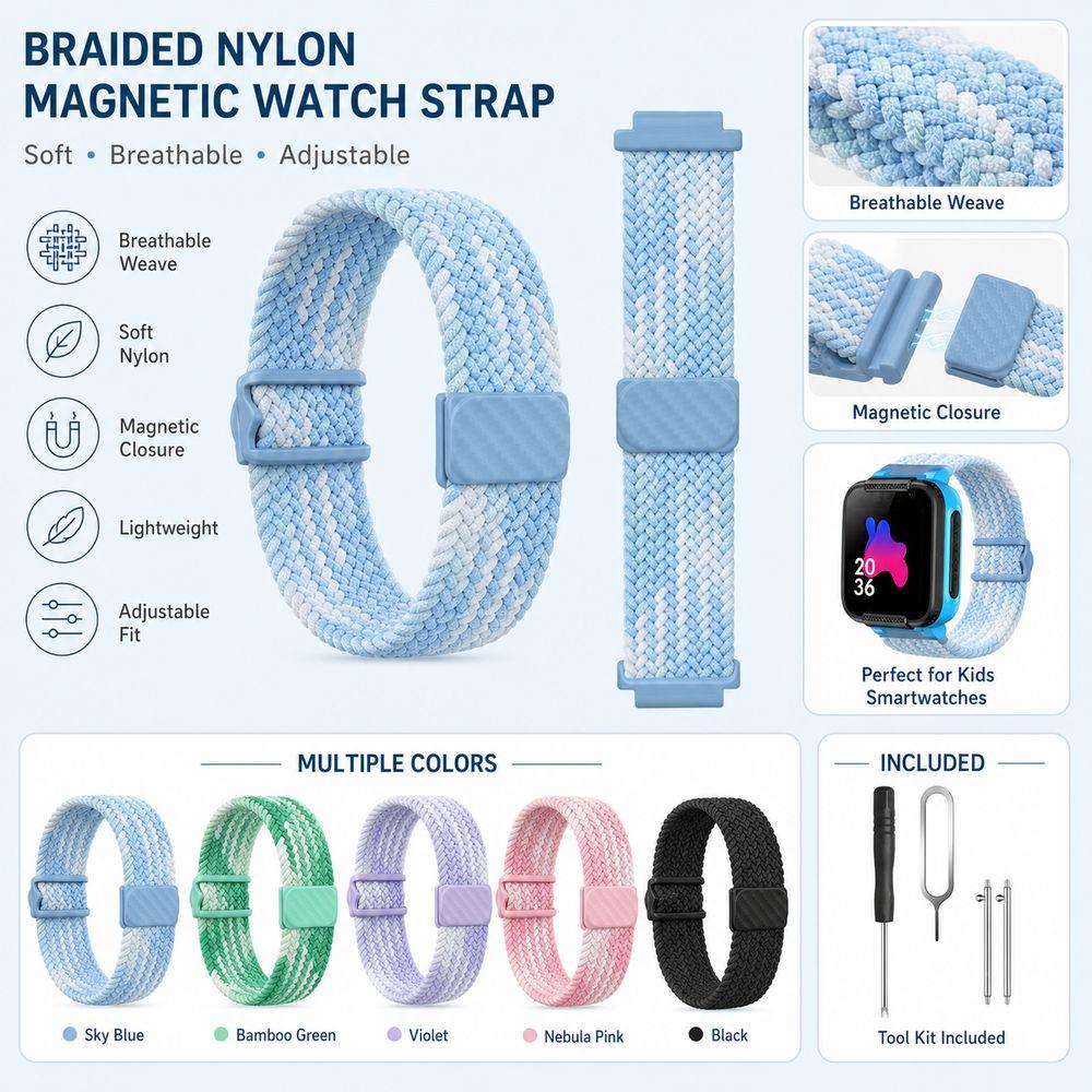 Elastic Watch Strap Braided Watch Band for Kids Xiaomi & Mitu R Smart Watches Daily Wear