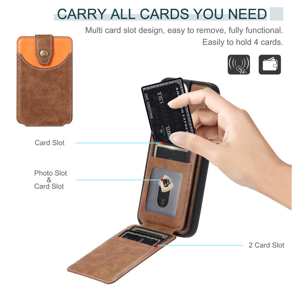 Magnetic Card Case for iPhone 6-16 - Wallet/Stand/Wireless Charging (6 Colors)
