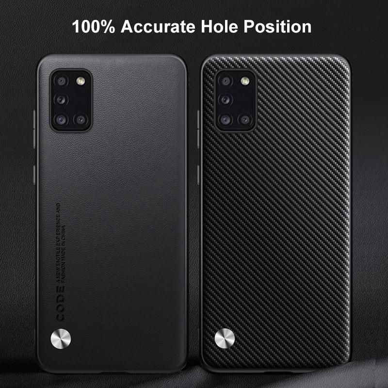 Luxury PU Leather Case For Samsung Galaxy A31 Back Cover Matte Silicone Shockproof Protection Phone Case For Samsung A31 Coque
