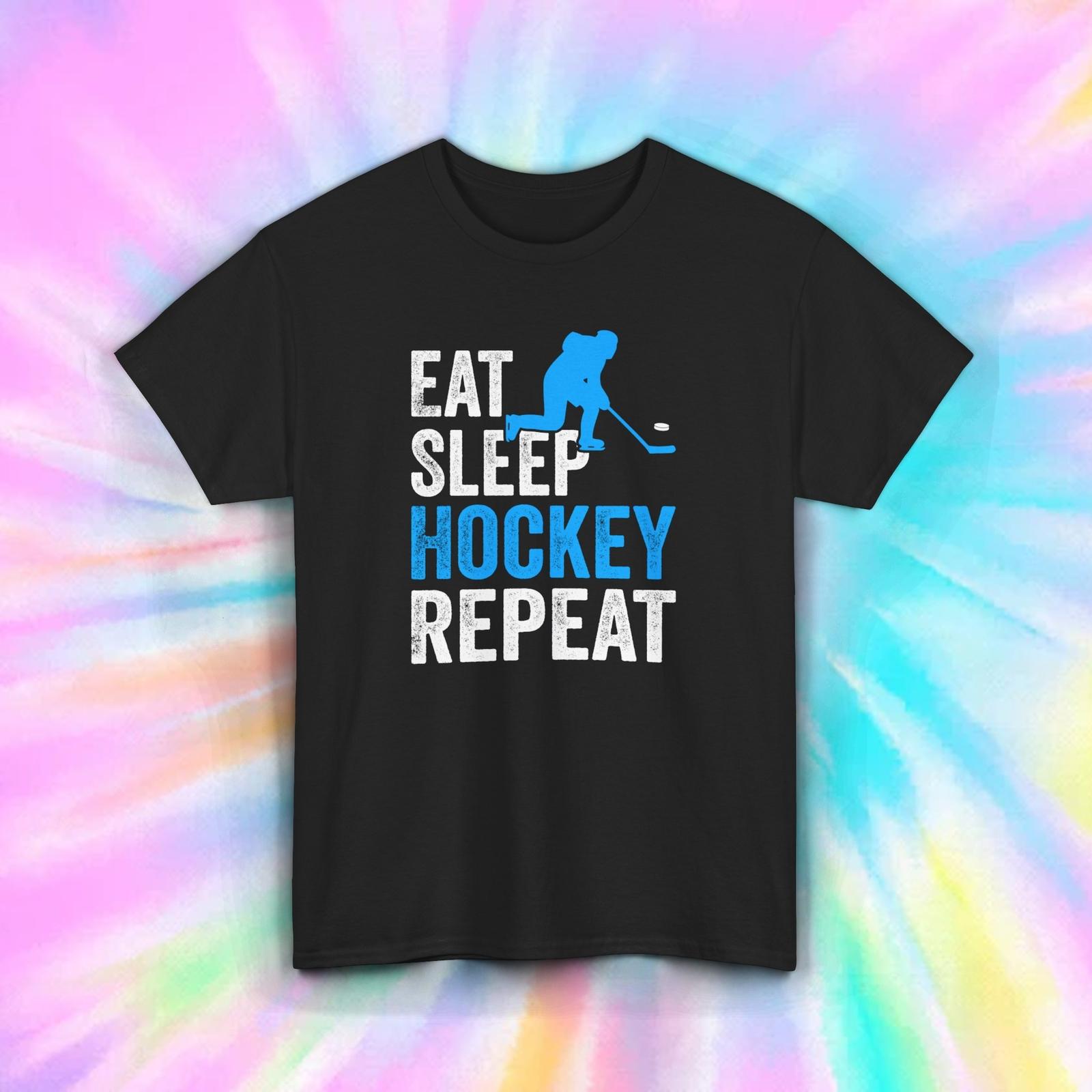 Eat Sleep Hockey Repeat T-Shirt | Funny Hockey Player Graphic Tee | S-5XL XXL