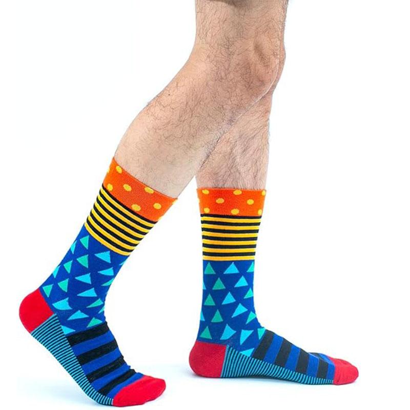 High quality geometric pattern men's socks irregular polka dot casual calf socks