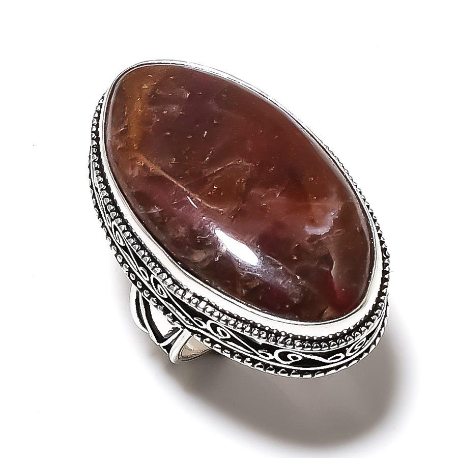 Sunstone Gemstone Handmade 925 Sterling Silver Gift Jewelry Ring Size 7.5 q4N87