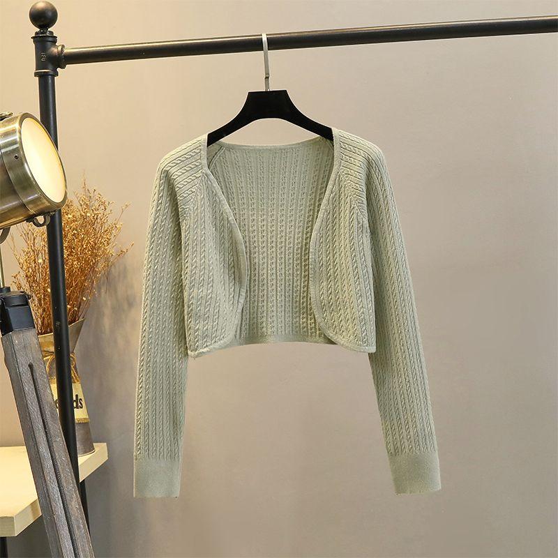 

Outer Wear Small Waistcoat High Waist Sweater Top Knitting Cardigan Bean Green S