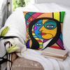 Abstraktes Buntes Gesicht Pablo Picasso Kunst Quadratische Kissenhülle Kissenbezug Kissenhülle Überwurf-Kissenbezug für Zuhause Schlafzimmer Auto