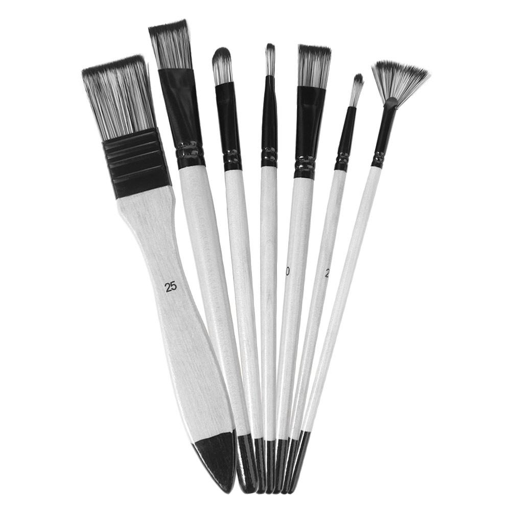 7/9Pcs Portable Painting Brushes Set Wooden Handle Watercolor Drawing Brushes Kits  Drawing Tool