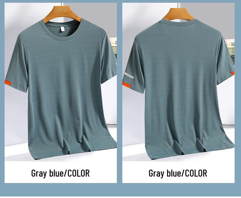Men's Ice Silk Quick-Dry Short Sleeve Sports T-shirt - Summer Plus Size, Logo Print