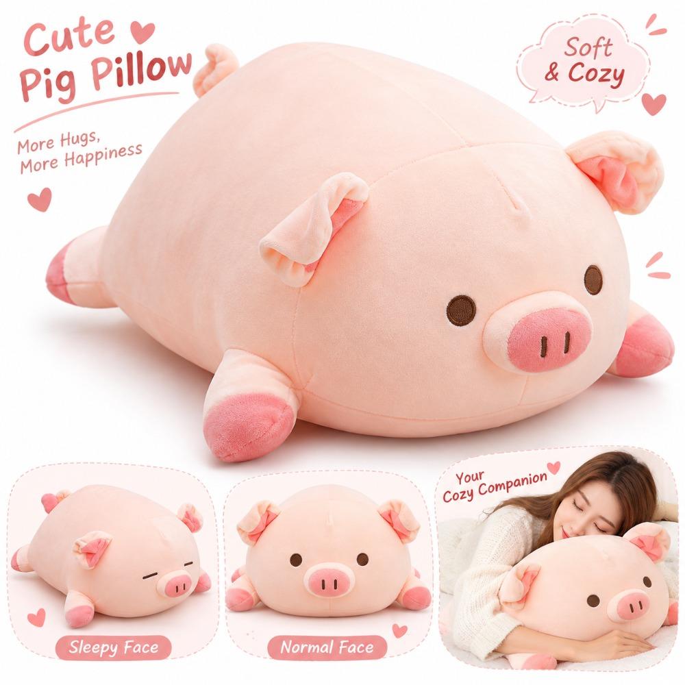 40/50/60cm Soft Plushie Pillow Lying Design Stuffed Pig Doll Cute Lying Pig Plush For Baby