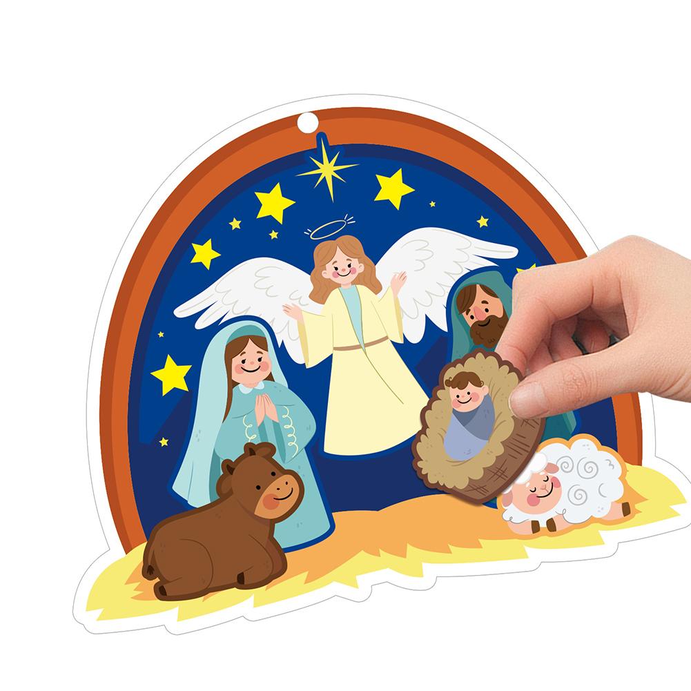 24pcs Cartoon Birth Scene DIY Card Stickers Children's Educational Stickers For Christmas Party Event Christmas Tree Decoration