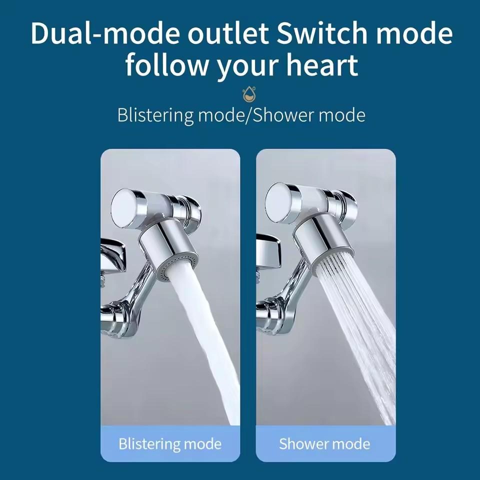 Metal 1080° Rotation Faucet Extender with Filter Tap Aerator Universal 2 Modes Splash Basin Swivel Robotic Arm Faucets Extender