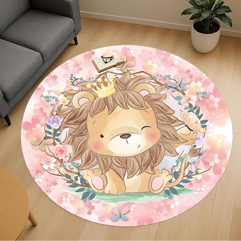 1pc Lion Flowers Round Chair mat Area Rug - Non-Slip, Floor Mat for Office, Bedroom, and Indoor Decor c1125537