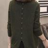 Women's V-Neck Sweater: Stylish, Slimming, Long-Sleeved Knit with Back Slit - Perfect for Spring and Autumn in Solid Colors.