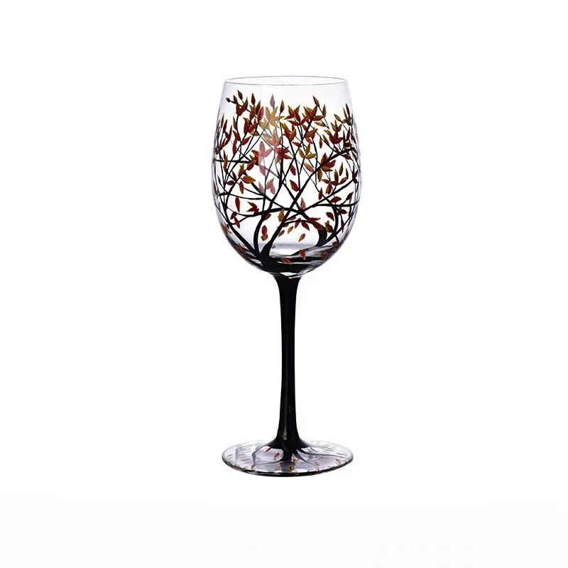 Calice Dipinto in Vetro di Cristallo Calice Creativo Dipinto a Mano Quattro Stagioni Calici da Vino Bicchieri da Bevuta Calice da Cocktail