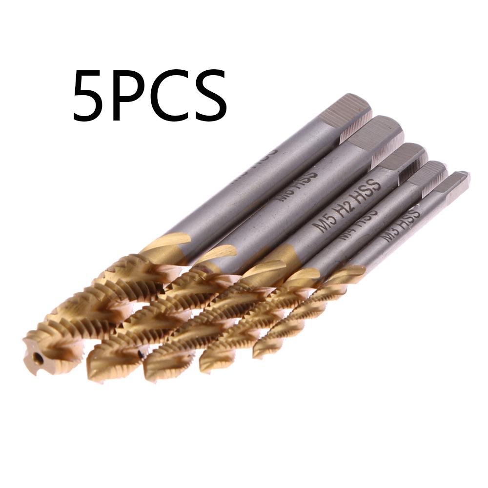 Screw 5pcs/Set Titanium Coated High Speed Steel HSS Screw Thread Metric Spiral Fluted Hand Plug Tap Bit Set Screw 5pcs/Set Titanium Coated High Speed Steel HSS Screw Thread Metric Spiral Fluted Hand Plug Tap Bit Set