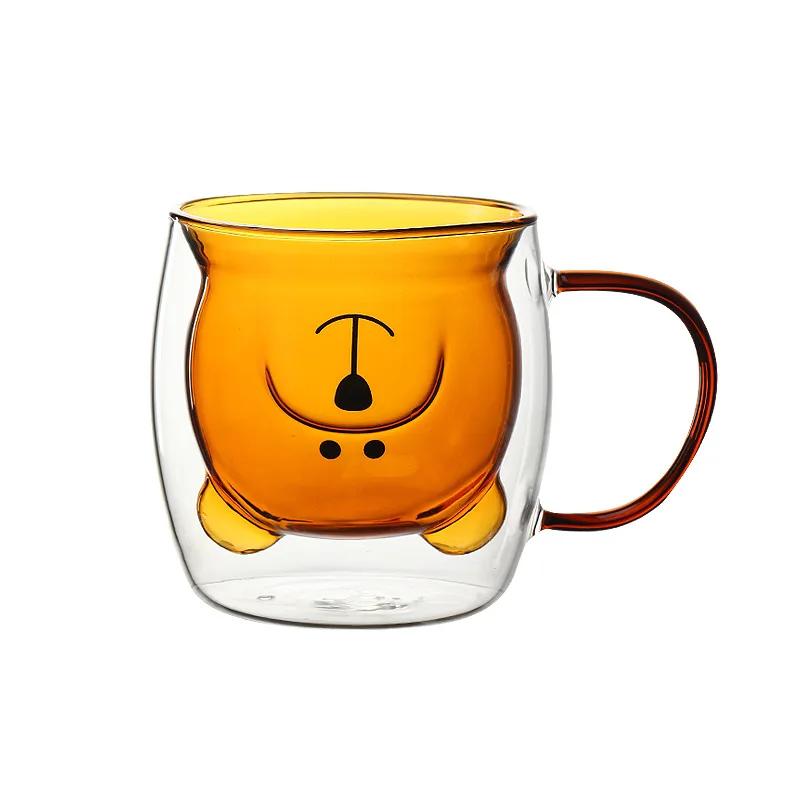 250ml High Borosilicate Creative Glass Cup Little Bear Cup Women'S Summer Cat Claw Cup Double Layer Creative Drinking Cup
