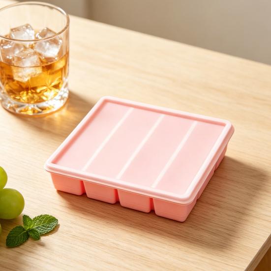 Ice Cube Mold Silicone Freezer Tray with Lid Multi-Compartment Ice Cube Tray for Freezing Long Ice Cubes Broth