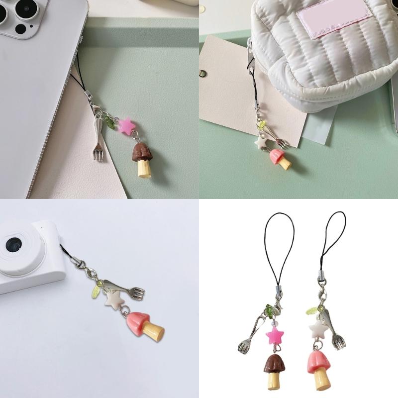 Unique Mushroom Keychain Mobile Chain Creative Phone Jewelry Suitable for Car Key Decoration and Style Enhancement
