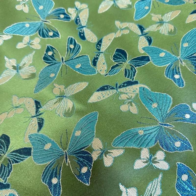 Wide 114cm Embossed Jacquard Fabric Butterfly Design Sewing Material Cheongsam Dress Garment Fabric Sold By Meter