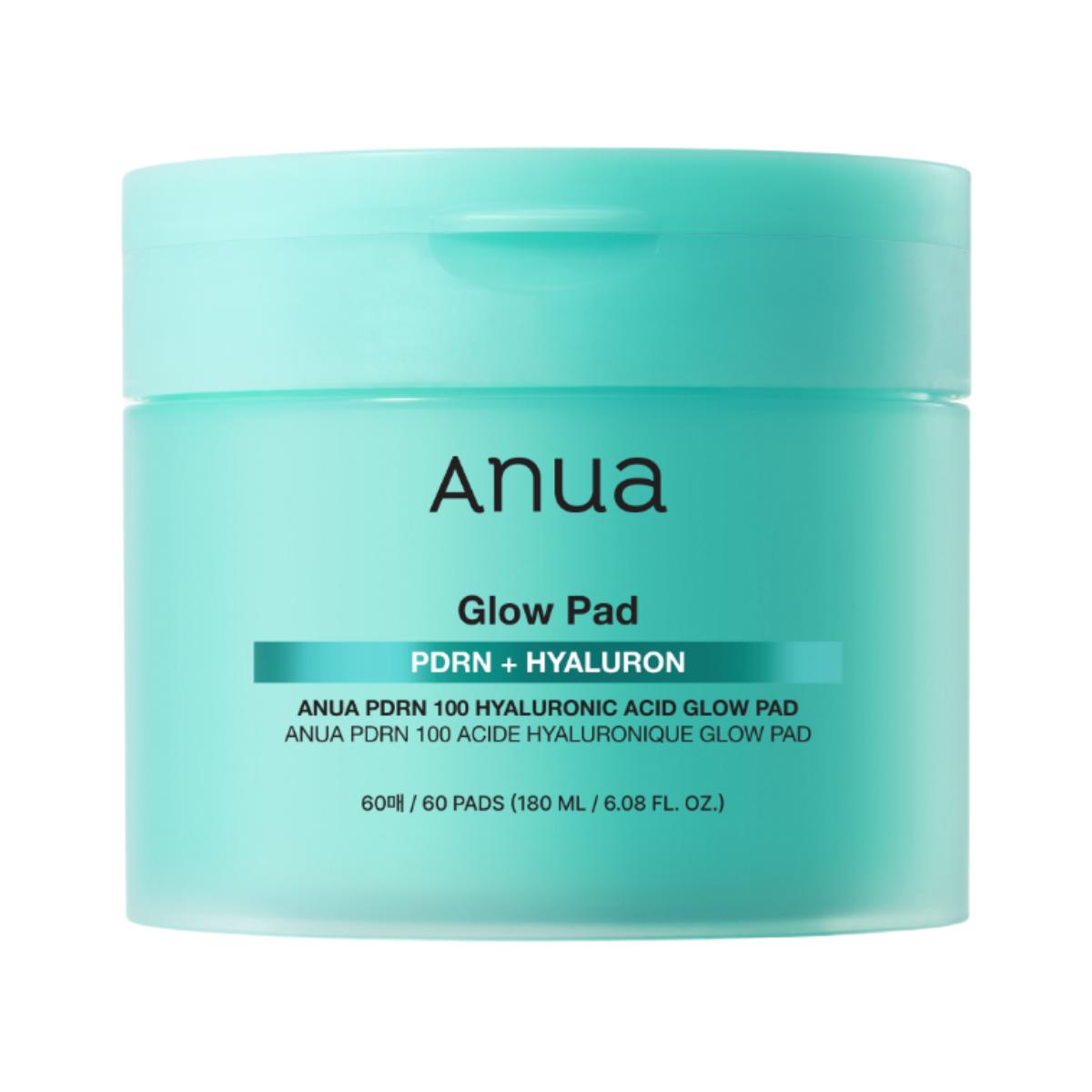 Anua PDRN 100 Hyaluronic Acid Glow Pad Hydrating Radiance 180ml 60 Pads