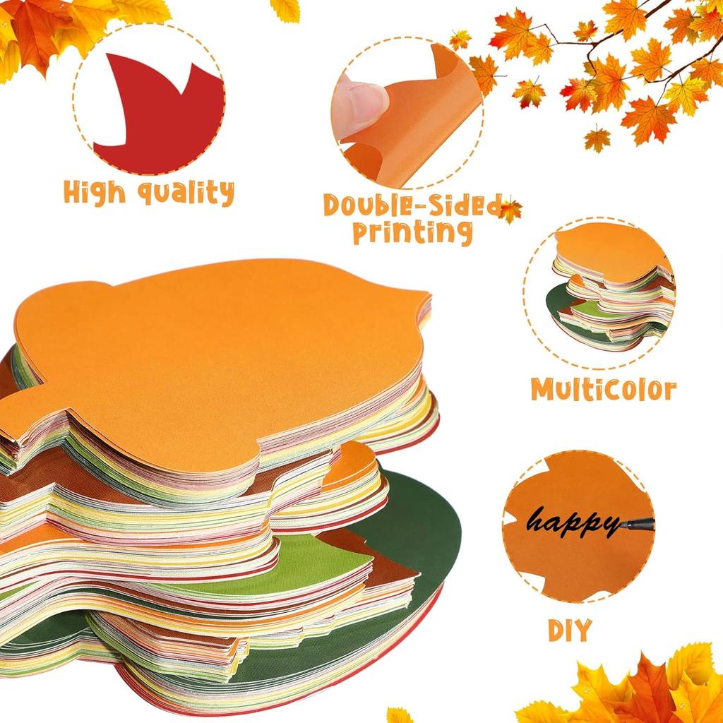 Geyee 216 Pcs Fall Bulletin Board Decorations Fall Leaves Pumpkin Acorns Cutouts Colorful Autumn Paper Cut Outs for Kids School Classroom Bulletin
