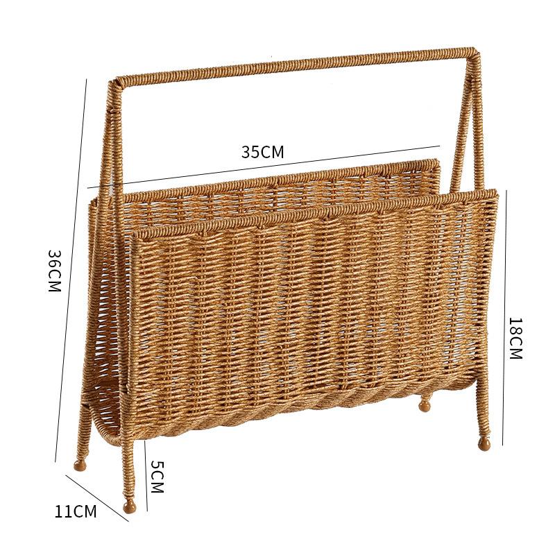 

Imitation Rattan Weaving Homestay Cafe Magazine Storage Rack Sample Room Household Living Room Book and Newspaper Storage Basket
