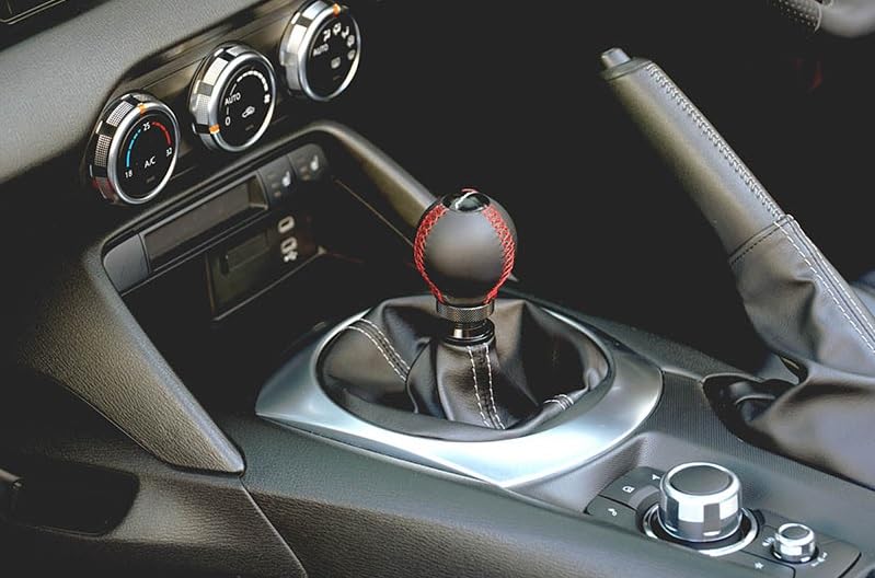 Auto Exe Leather Shift Genuine for Manual Transmission Red Part Number NDA1V9050 Knob, Ball-Shaped, Leather, Vehicles, Stitching,