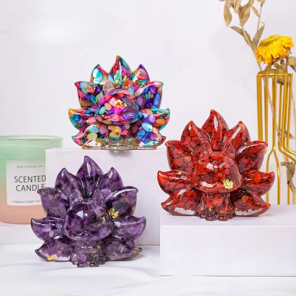 Crystal Macadam Gumming Resin Nine Tailed Fox Loveliness Animal Household Supplies Aquarium Decoration