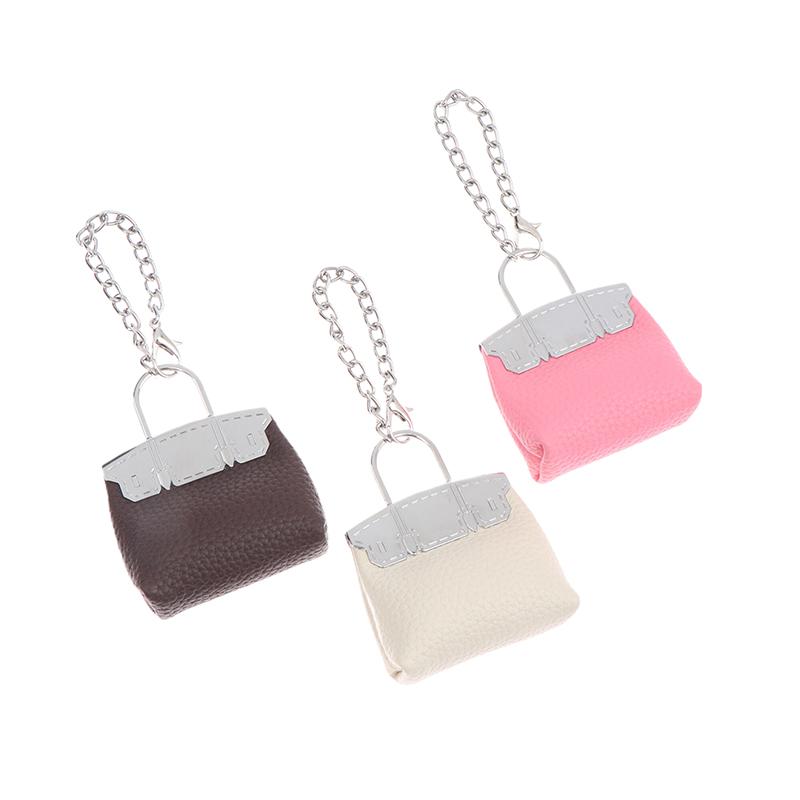 Fashion Pu Small Bag Keychain Simple Keyring Women Bag Charm Handbag Hanging Pendant Diy Accessories Girl Gifts