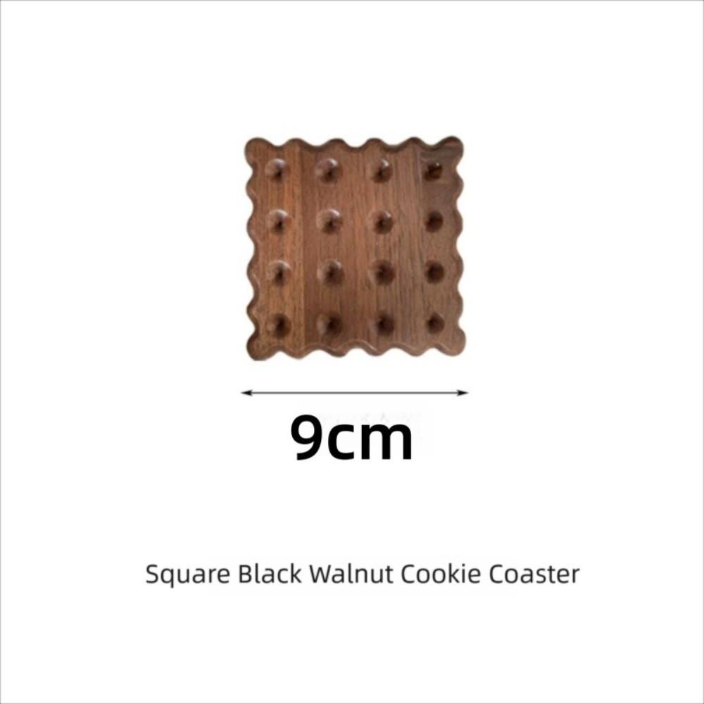 Creative Solid Wood Cookie Coasters Non-Slip Heat Resistant Wooden Coaster Biscuit Shape Heat Insulation Pad Kitchen Accessories