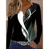 Spring/Autumn New Women'S Fashion Geometric Print T-Shirt Long Sleeve Top