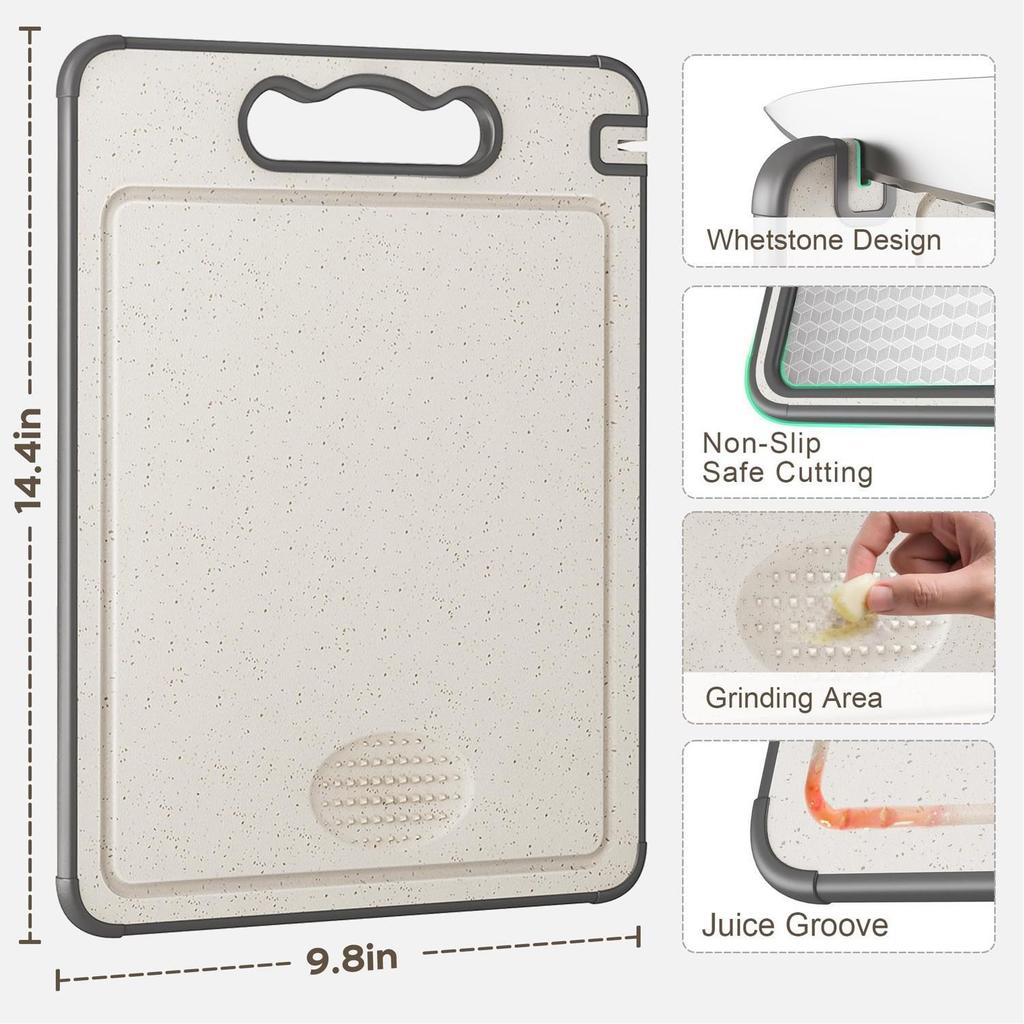304 Stainless Steel & Titanium Antibacterial Cutting Board - Thickened Design for Fruits, Vegetables, Wheat Straw Material.