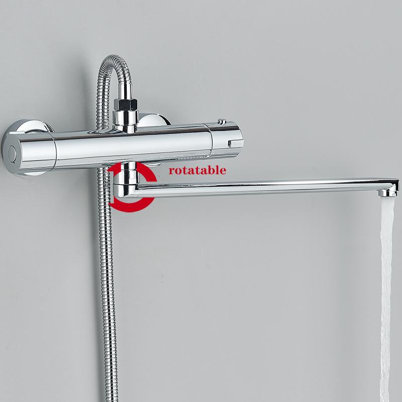 Thermostatic Shower Faucet Mixing Valve Thermostatic Faucets Shower Bathroom Combination Water Mixer Bathtub Faucet with Handle