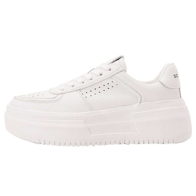 Platform white shoes women's 2025 spring new women's shoes heightened versatile casual sports shoes sub-board shoes popular muffin