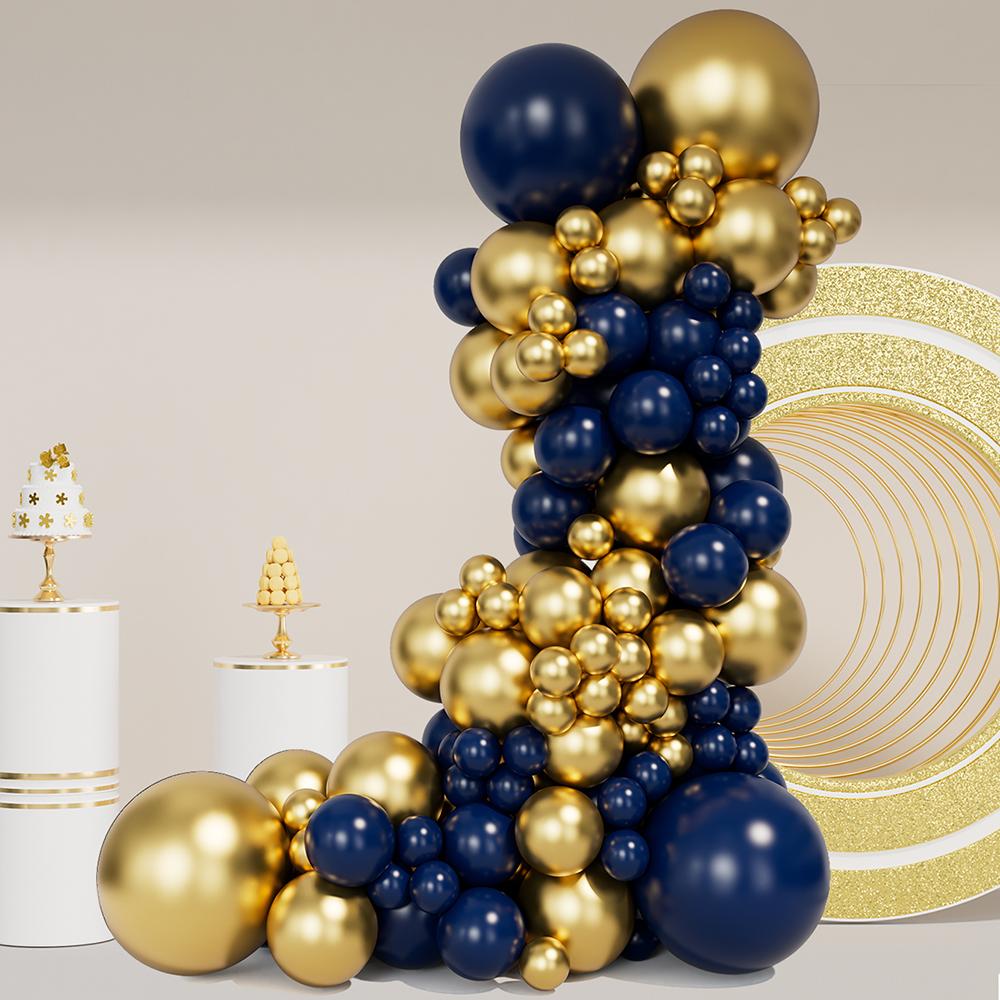 101pcs Chic Navy Gold Balloon Kit Easy Setup For Weddings Baby Showers Parties No Electricity Perfect Decor Photo Backdrop