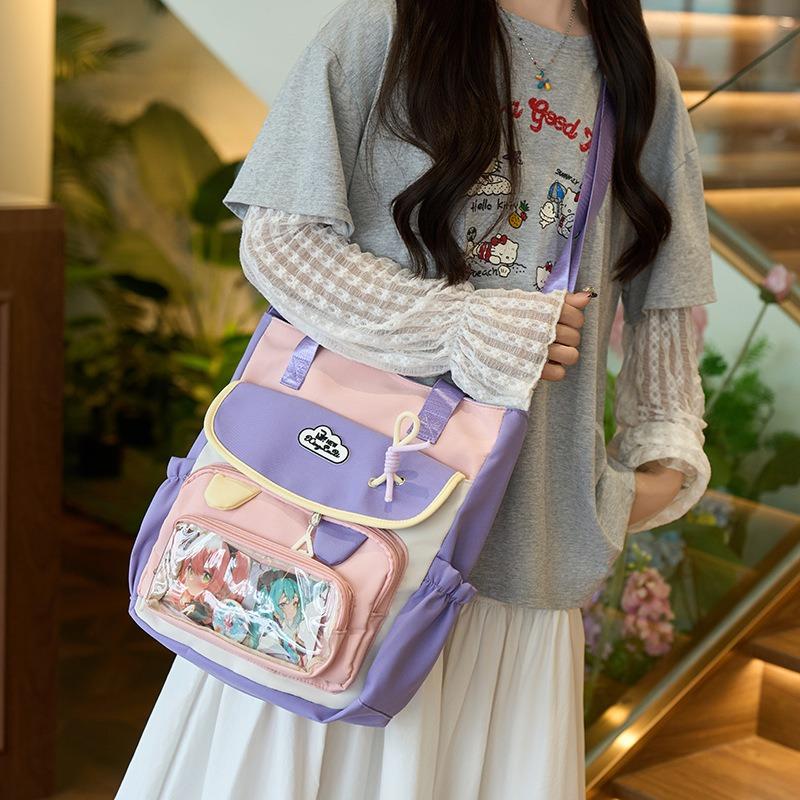 Popular New Large-capacity Shoulder Bag Simple Contrasting Color Messenger Tote Bag