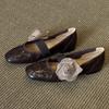 Fashion Retro Pleated Flower Decorate Ballet Flats Women Elegant Round Toe Elastic Band Design Mary Jane Shoes Comfort Soft Sole Loafers