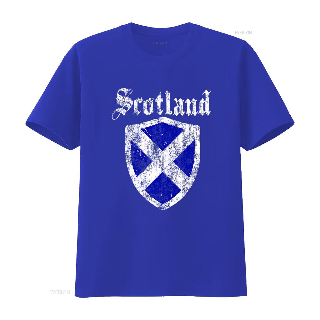 Vintage Scotland Scottish Flag Shield Design T Shirt Top for Rugby Enthusiasts vintage Washed homme Versatile designer clothes