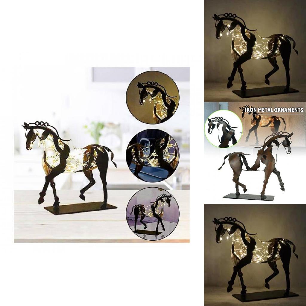 Metal Horse Sculpture With Builtin Light For Desktop Or Shelf Display