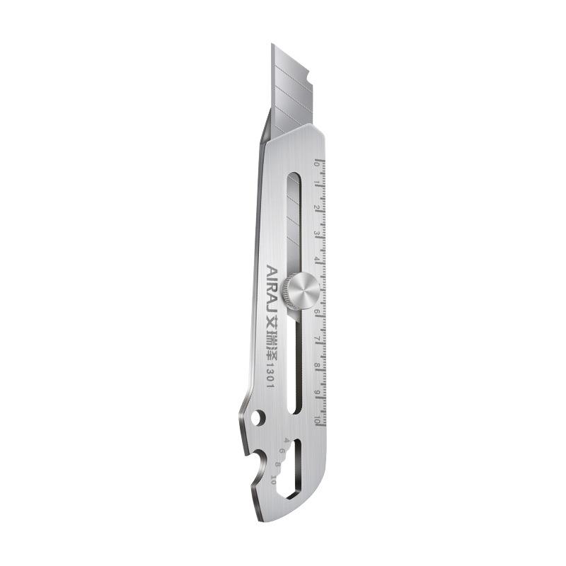 

Multifunctional Utility Knife 6 in 1 Stainless Steel Stationery All Purpose Cutter Bottle Tin Opener Waterproof Screw Ruler Tool