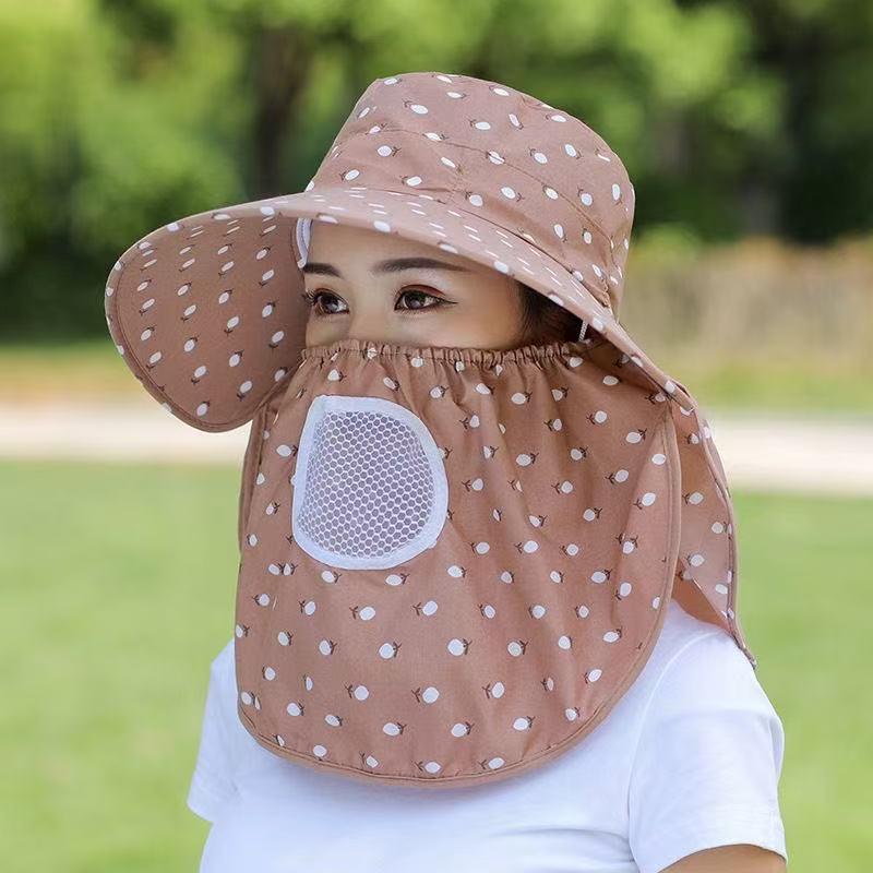 Women's Sun Protection Wide Brim Hat with Face Mask - UV Protection for Summer Activities
