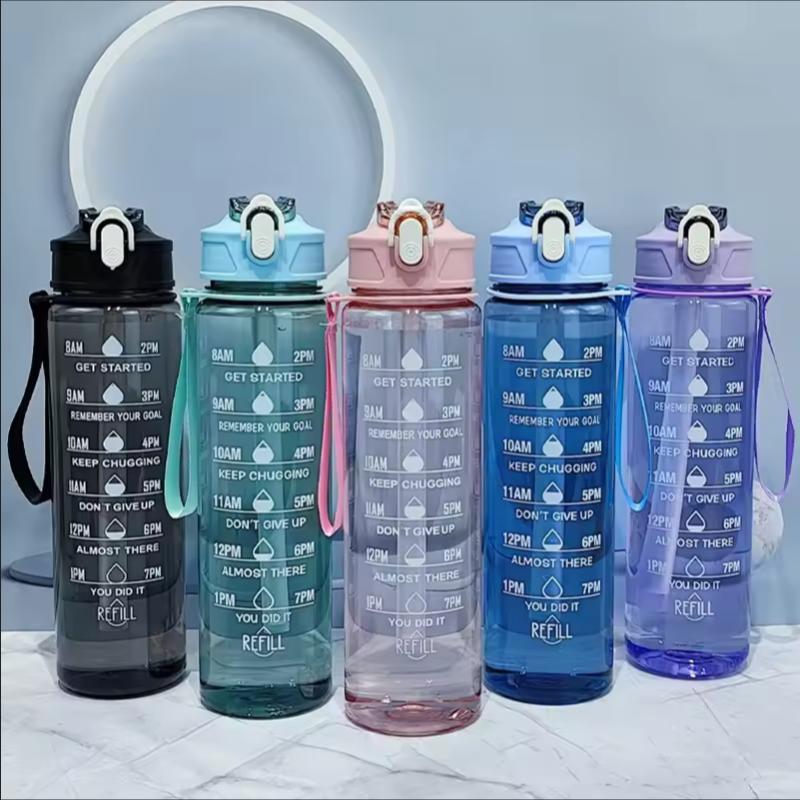750-900ML Großvolumige Sportwasserflasche Auslaufsicher Bunter Plastikbecher Trinken Outdoor Reisen Tragbar Fitnessstudio Fitness Krüge