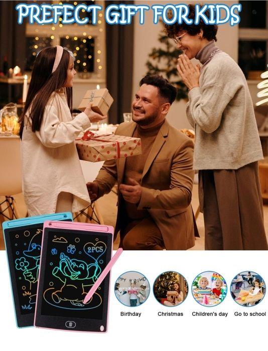 2 Tablettes d'écriture LCD 8,5 Pouces - Colorées, Effaçables et Réutilisables - Jouet éducatif idéal pour enfants de 2 à 7 ans !