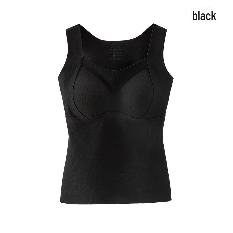 

Женский бесшовный кашемировый теплый жилет с фиксированными чашками - утепленный базовый слой M【80-100 catties】 чёрный