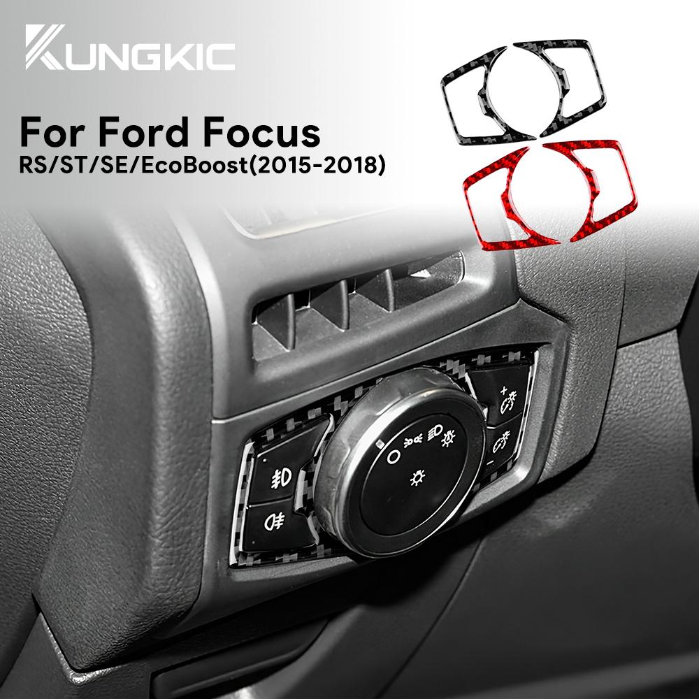 Real Soft Carbon Fiber For Ford Focus SE RS ST Focus MK3 Ecoboost 2015 2016 2017 2018 LHD RHD Car Headlight Button Accessories