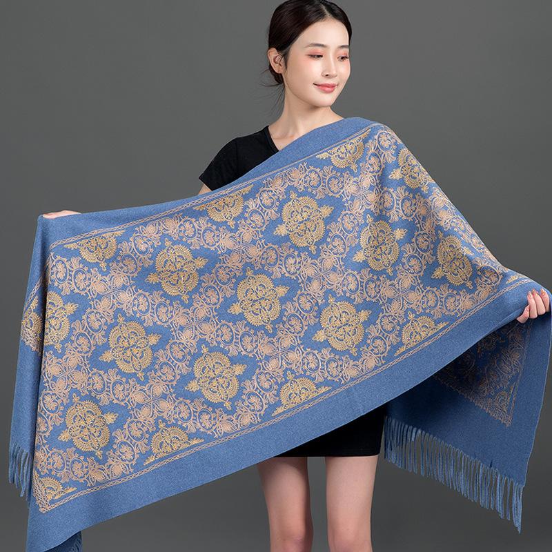 

Versatile Crown Embroidery Scarf - Imitation Cashmere, Solid Color, Thick Korean Style for Spring & Autumn 200cm