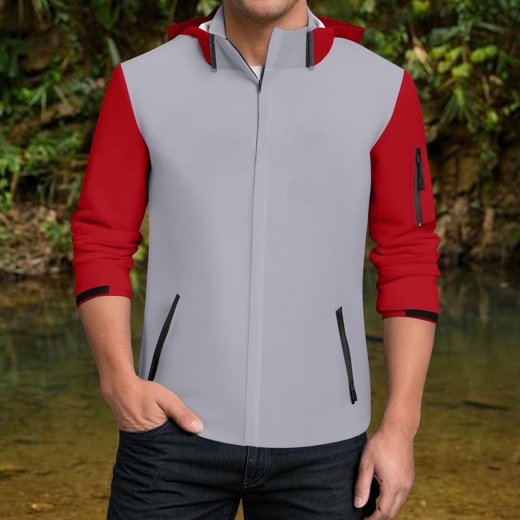 Pánská nepromokavá větrovka, lehký nepromokavý plášť s kapucí pro každodenní nošení