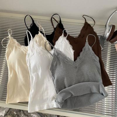 Big Size American Vintage Lace Patchwork with Women's New Sexy Outside To Wear Halter Vest Spice Girl Style Top