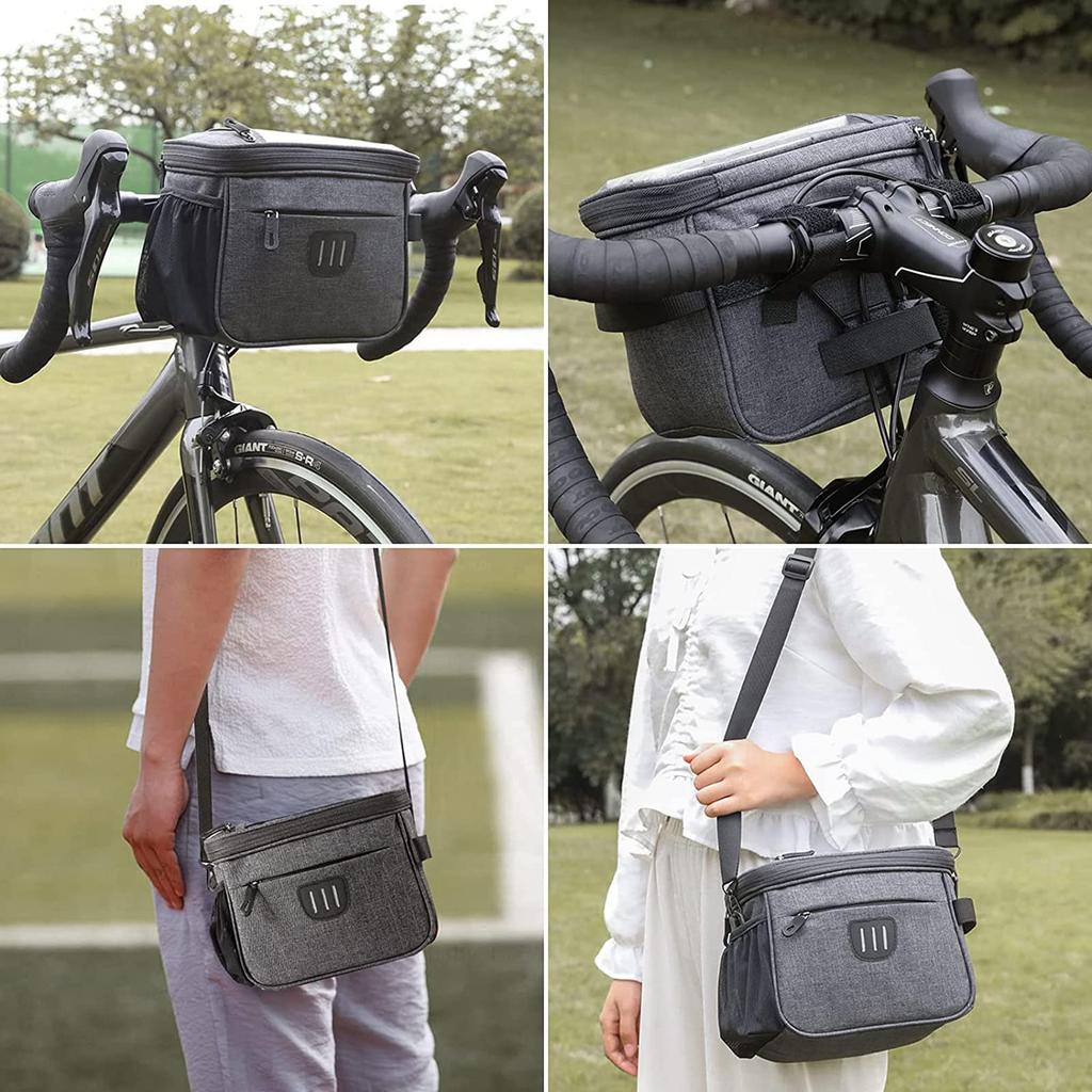 Bicycle Front Handlebar Commuter Shoulder 5L Large Front Storage Easy To Attach and Reflective Perfect for or School Bag, Bag, Bag, Capacity,